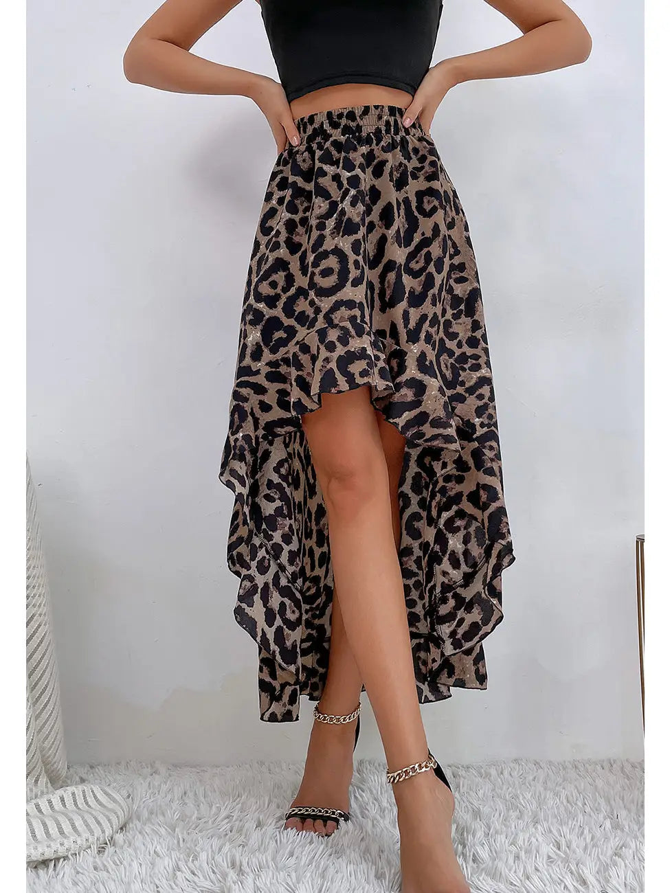 High Waist Printed Leopard Skirt