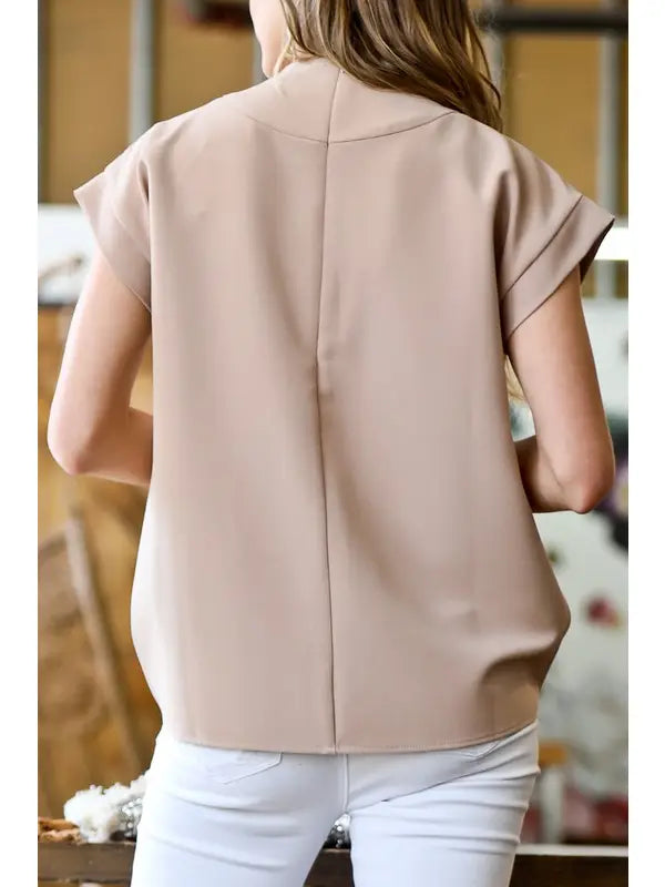 Sleeve Cap Loose Fit Solid Blouse Top