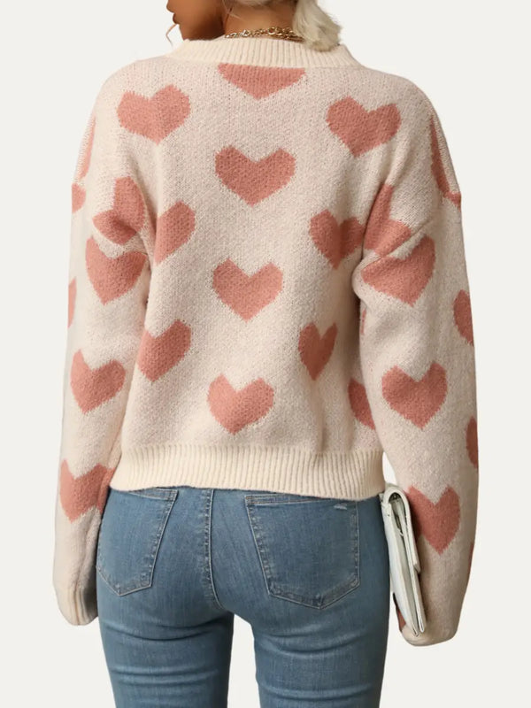 Valentine's Hear Pattern Round neck Sweater