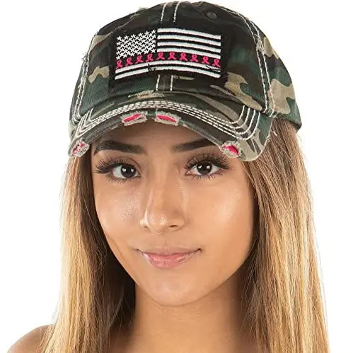 Camo Breast Cancer Patch Hat