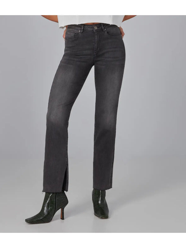 JASPER: Smokey Grey Mid Rise Straight Jeans