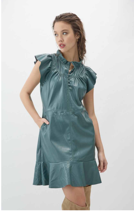 CLAIRE: Faux Leather Dress