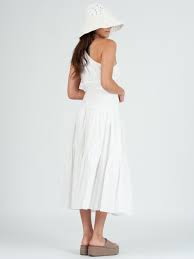ALLIE ONE SHOULDER TIERED MAXI DRESS-WHITE