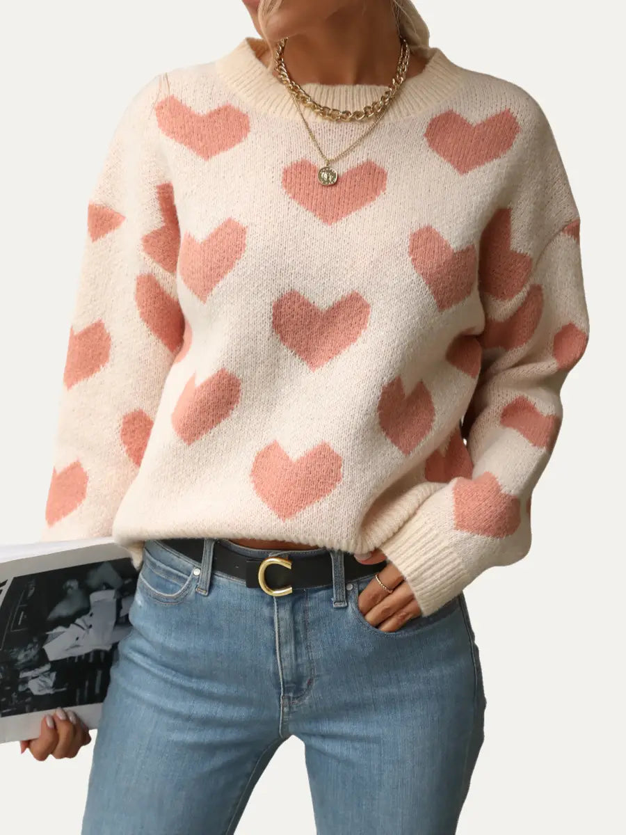 Valentine's Hear Pattern Round neck Sweater