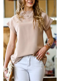 Sleeve Cap Loose Fit Solid Blouse Top