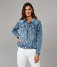 GABRIELLA: Light Blue Distressed Classic Demin Jacket