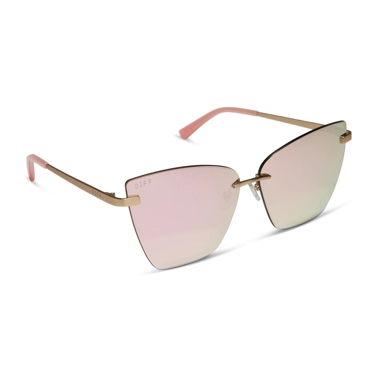 DIFF Becky V Sunglasses in Brushed Gold/Cherry Blossom