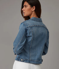 GABRIELLA: Light Blue Distressed Classic Demin Jacket