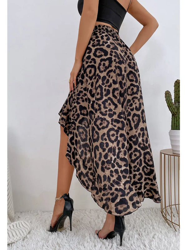 High Waist Printed Leopard Skirt