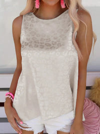 Rose Satin Leopard Tank Top