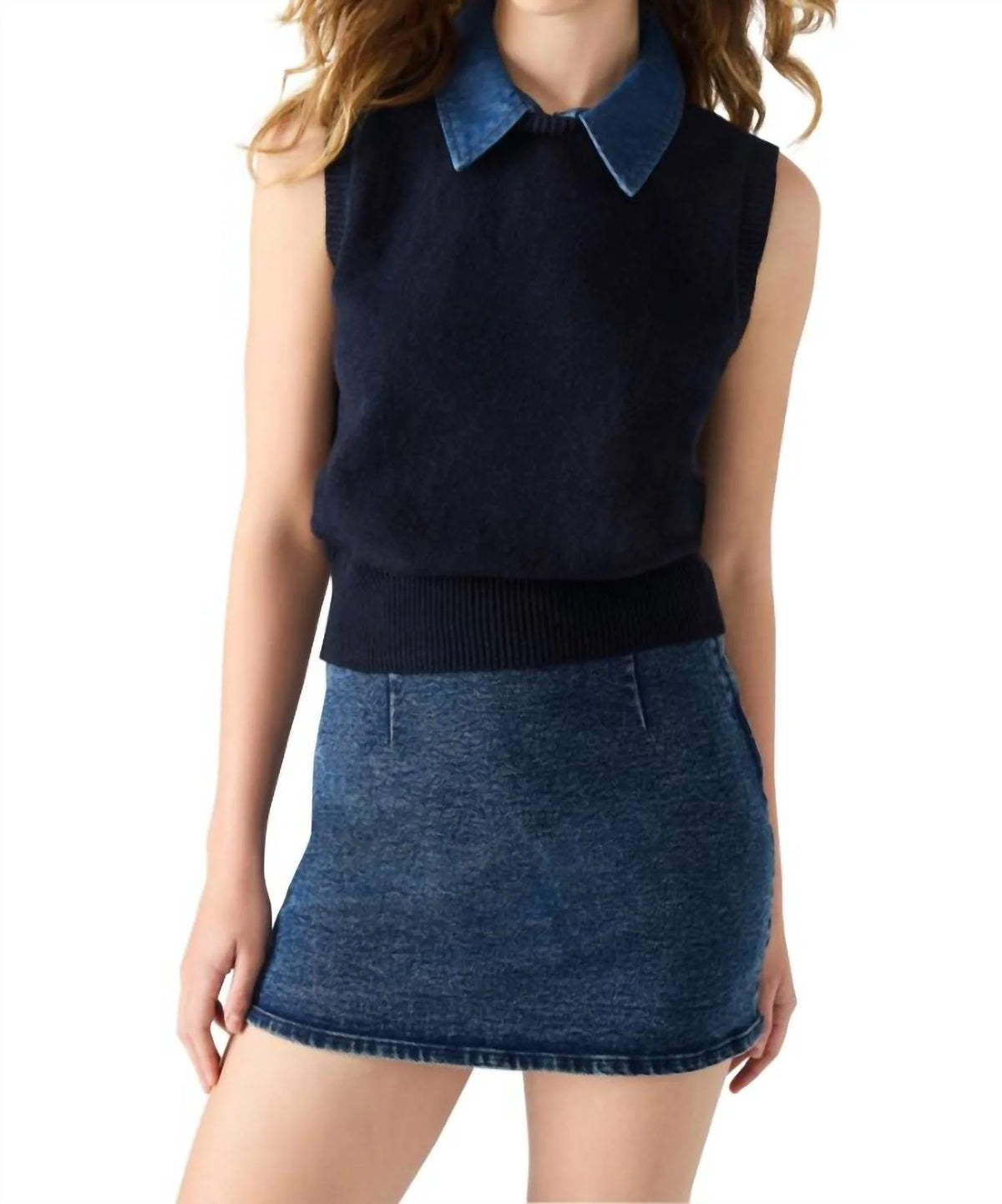 JEANE: Denim Sweater Vest