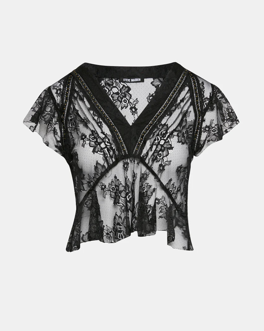 LEYLA: Black Lace Top