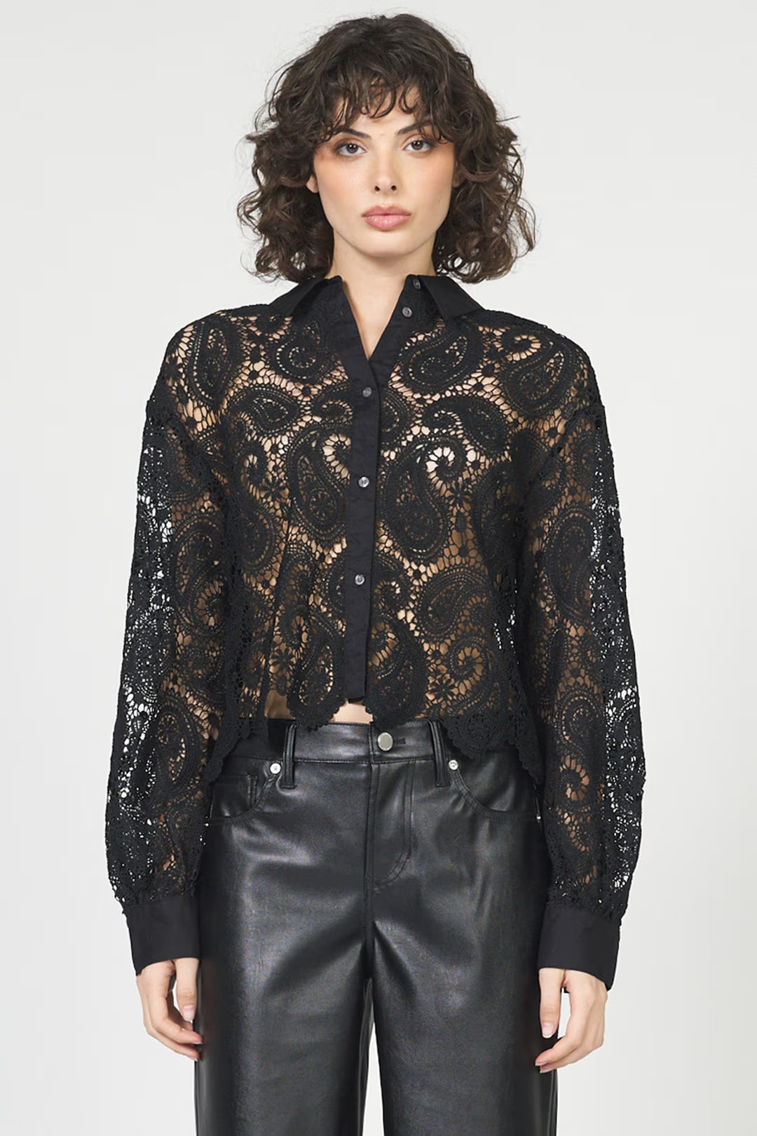 SUZETTE: Lace Button Up Shirt