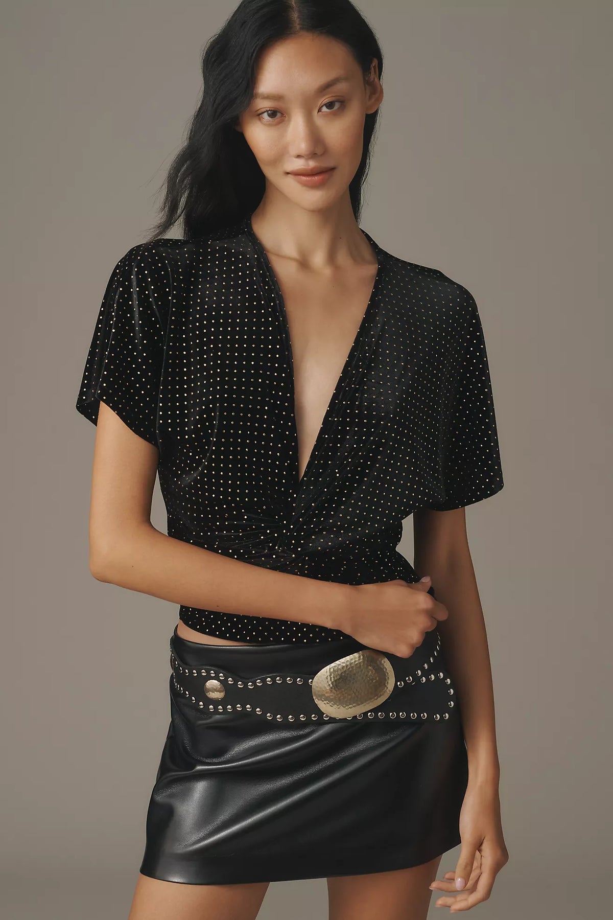 Velvet Twist Front Top